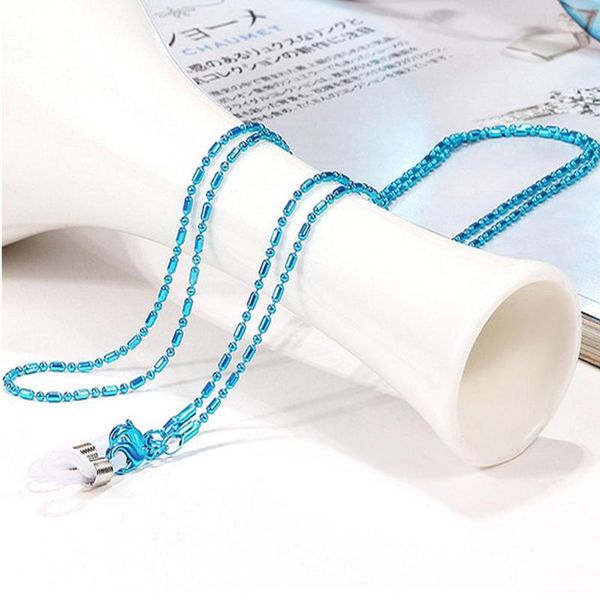 

glasses chain metal beaded sunglasses lanyard eyeglass hanging anti-skid holder straps eyewear retainer rope, Silver