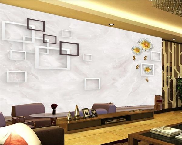 3D-Tapete, europäische moderne geprägte Blumenkasten-TV-Hintergrundwand, Wohnzimmer, Schlafzimmer, romantische Blumen-3D-Tapete