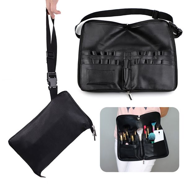 

28 pockets portable cosmetic makeup brush bag pu leather zipper closure foldable