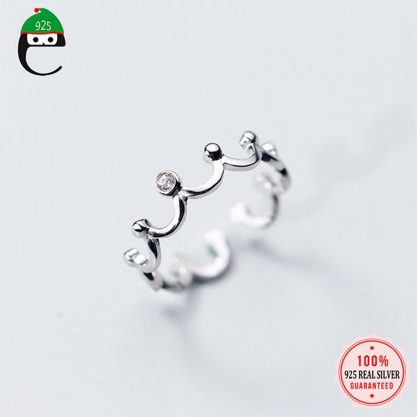

elfoplatasi 100% 925 real sterling silver fashion crown with cz cocktail ring sizable 5 6 7 girl 2020 kids xmas gift xy859, Golden;silver