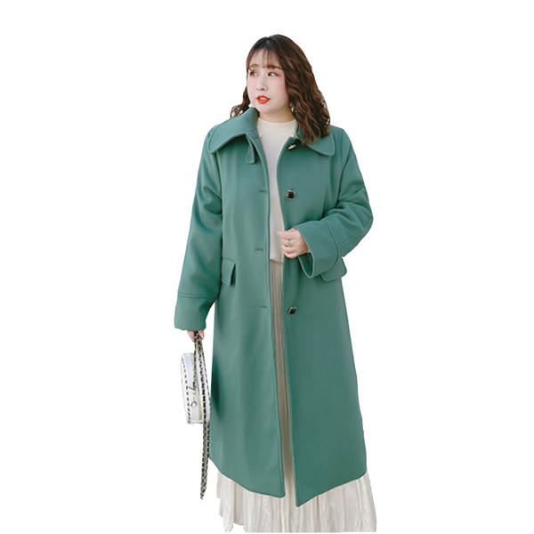 

women's wool & blends winter plus size woolen coat fashion loose single-breasted medium long windbreaker coats overcoat, Black