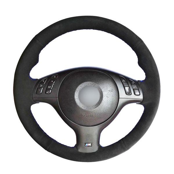 

diy black suede leather car steering wheel cover for bmw e46 e39 330i 540i 525i 530i 330ci m3 2001-2003 accessories