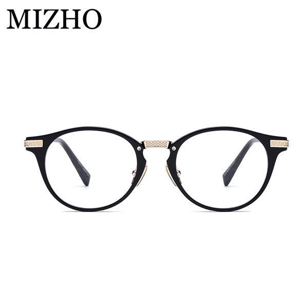 

mizho brand super light vintage o glasses men optical titanium 2020 acetate eyeglasses frames women strong, Black