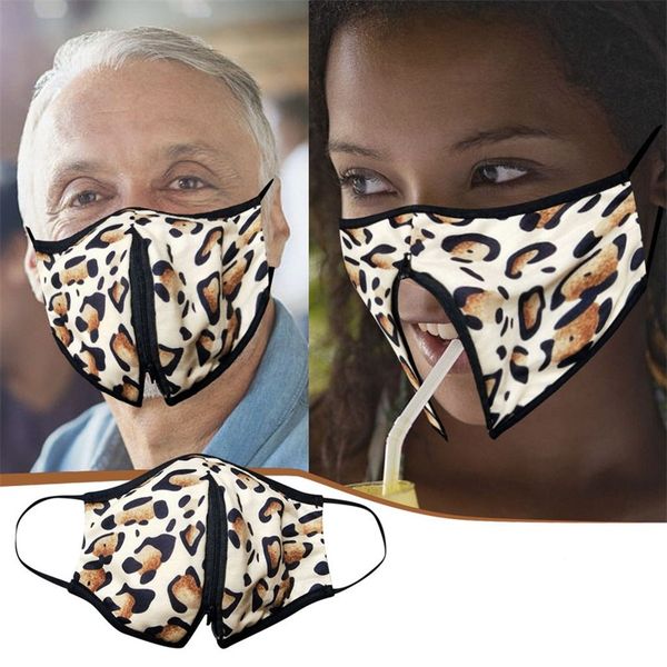 

dustproof mascarilla reuseable respirator washable face masks leopard print with zipper portable easy to eat ventilation 6 5yy d2