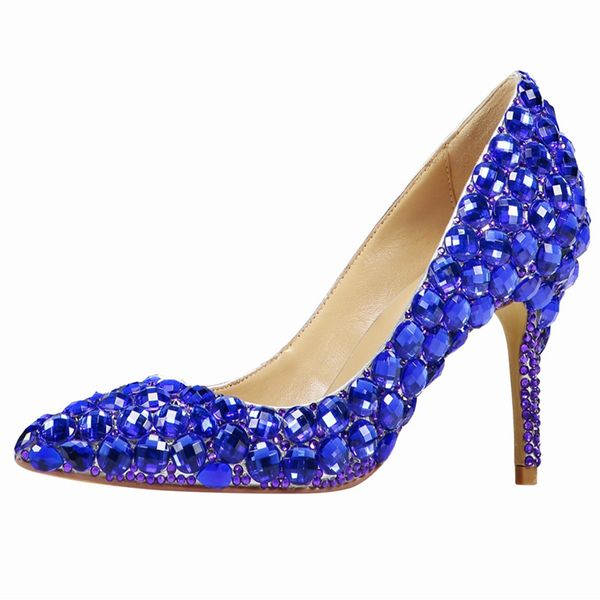 

dress shoes latest european design sheepskin leather fashion rhinestone woman thin heels 8.5cm for evening size 36-41, Black