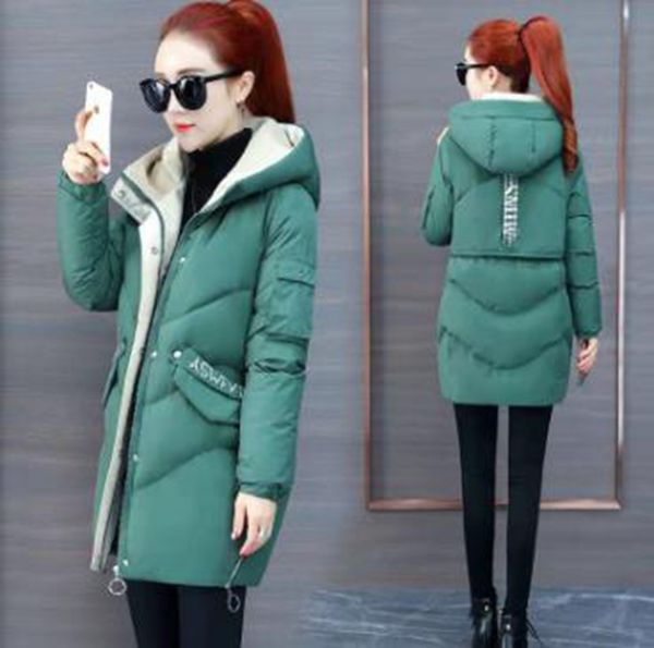 

wholesale fashion women's printed mid-length and thin winter clothes new bread coat quilted jacket, Black