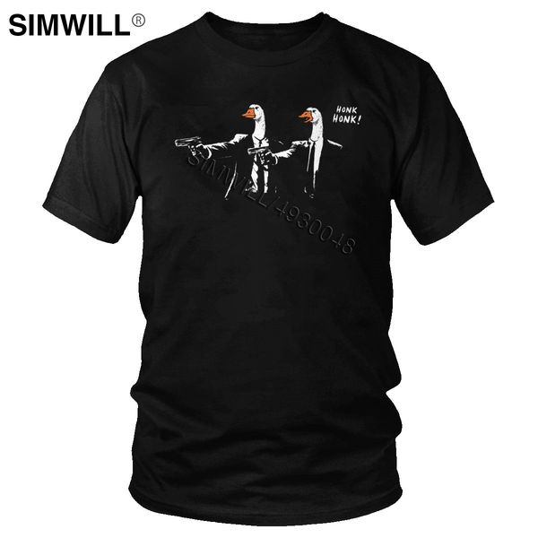 

funny cotton geese fiction t shirt short men sleeves o-neck untitled goose game meme t-shirt wholesale humor tee clothes