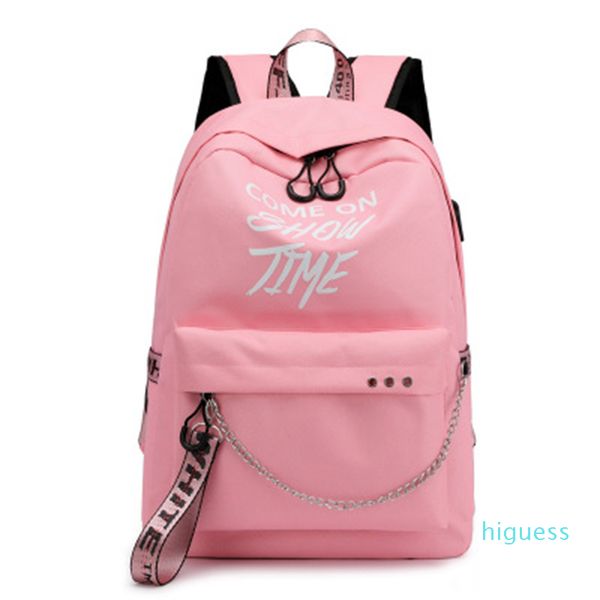 Designer- Mulheres Oxford Luminous Letter Backpack Adolescente Moda Preppy School Bags Colégio Estudante Impermeável Ombro Bolsa