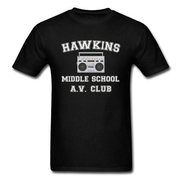 

stranger things t shirt hawkins men summer short sleeve crewneck middle school av club tshirt student tee-shirt normal