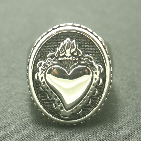

a big heart round ring 316l stainless steel ing, Golden;silver
