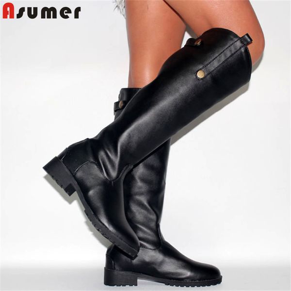 

moonmeek 2020 fashion winter boots women round toe med heels shoes plush keep warm knee high boots female shoes big size 34-43, Black