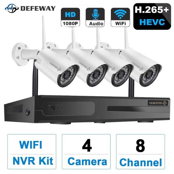 

systems 8ch wireless wifi cctv system h.265+ 1080p nvr 2/4pcs 2mp ir-cut outdoor camera ip security video surveillance kit