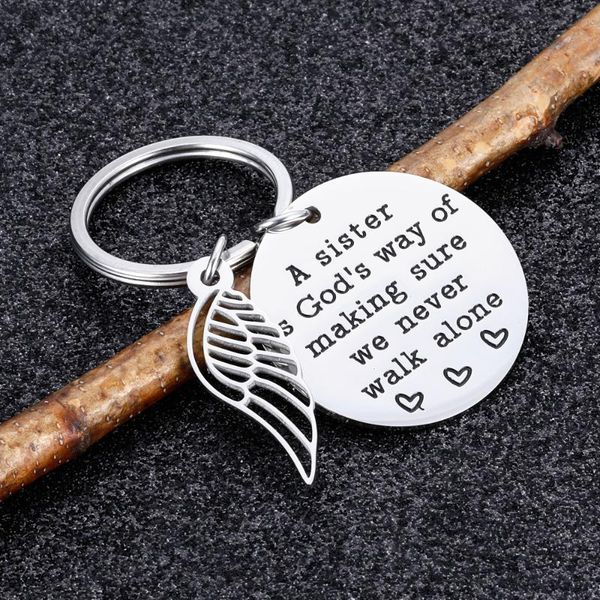 

sister keychain gifts from sister friendship keychain for friends teenage girls women bff cousin step key ring, Silver