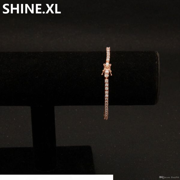 

1 ряд розовое золото ожерелье hip hop iced out 8inch браслеты micro pave циркон теннис chian link ожерелье 18 "20, Silver