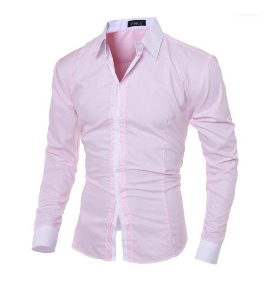 

slim lapel neck male clothing mens 2020 designer luxury business shirts fashion long sleeve panelled shirts casual, White;black