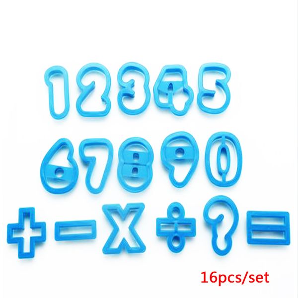 

16pcs/set blue diy biscuits mould safe plastic number cookies cutters cake tools