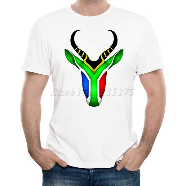 

new arrivals 2019 men's south african flag springbok printed t shirt cool casual short sleeve tee