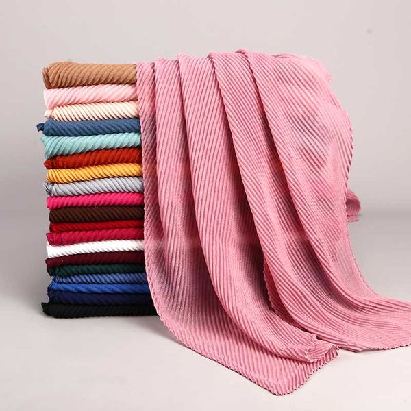 

pleated maxi hijabs scarf elegant shawl plain maxi muslim hijab women wrinkle scarves shawls soft muffler 1 pc, Blue;gray