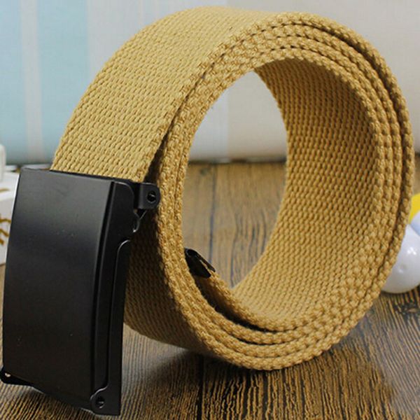 

high qualtiy men belt male casual buckle belts canvas webbing waistband army tactical waist belt, Black;brown
