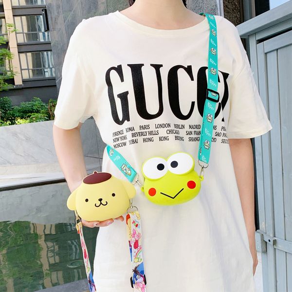 

new cute women messenger crossbody bags cartoon anime frog cross body mini handbag kids soft silicone lovely shoulder bag bolsa