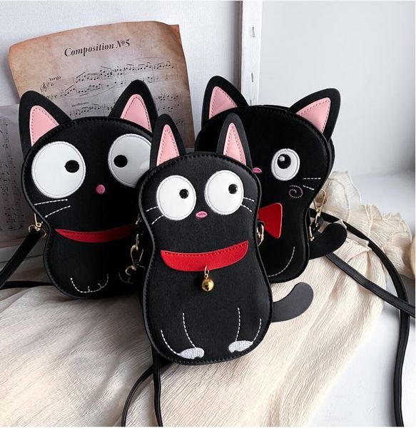 

brand cat shape shoulder bag mini messenger bag for women cartoon quality leather bags for girls embroidery crossbody phone bag