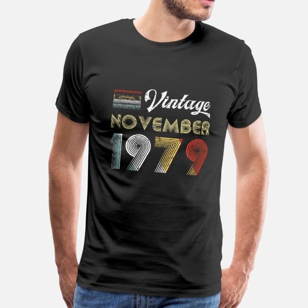 

vintage november 1979 40th birthday retro style t shirt men create short sleeve crew neck homme new style summer style original shirt, White;black