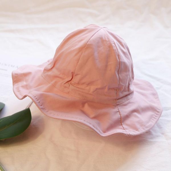 

children adjustable cotton wide brim hat kids summer outdoor sunscreen beach cap fold girls boys solid casual hats travel caps, Blue;gray