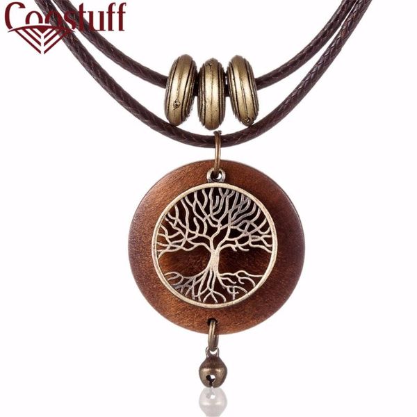 

2020 chokers woman necklaces vintage jewelry tree design wooden pendant long necklace for women collares mujer kolye, Silver