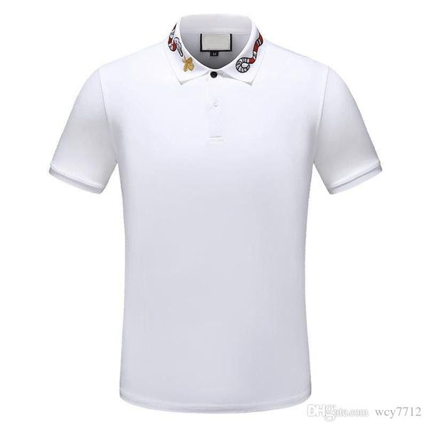 

italy designer men polo shirts snake bee embroidery mens polos t shirt fashion classic casual polo shirt, White;black