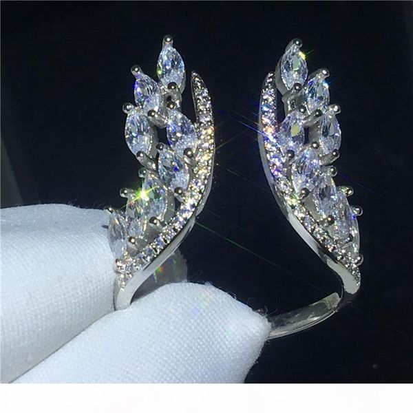 

angel wings ring 925 sterling silver 5a sona cz engagement wedding band rings for women bridal finger jewelry, Slivery;golden