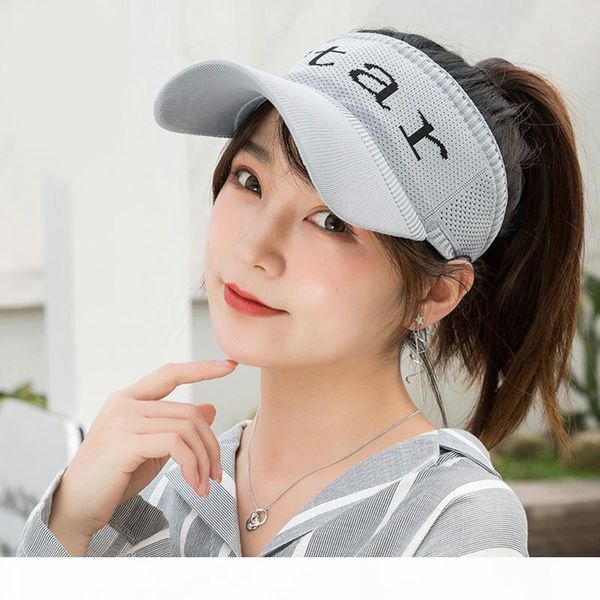 

hat ladies korean wild summer nude ps sun hat men running cycling sun knitted empty top, Blue;gray