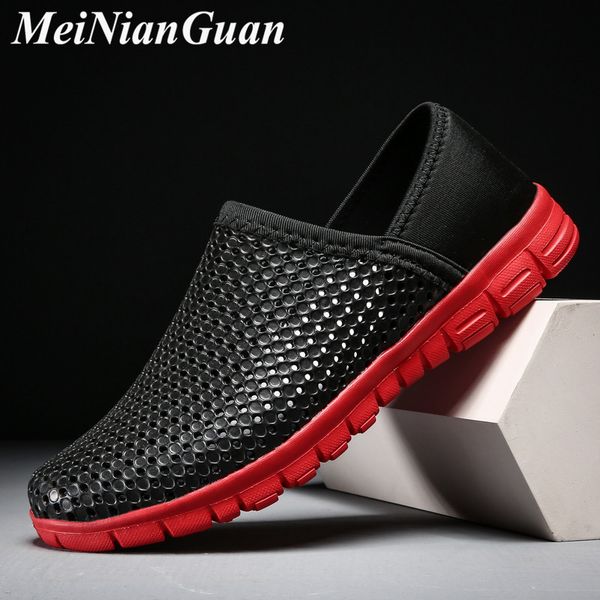 

breathable hollow running shoes for men black red sneakers lightweight men's shoes sports male comfort slip-on trainers c8