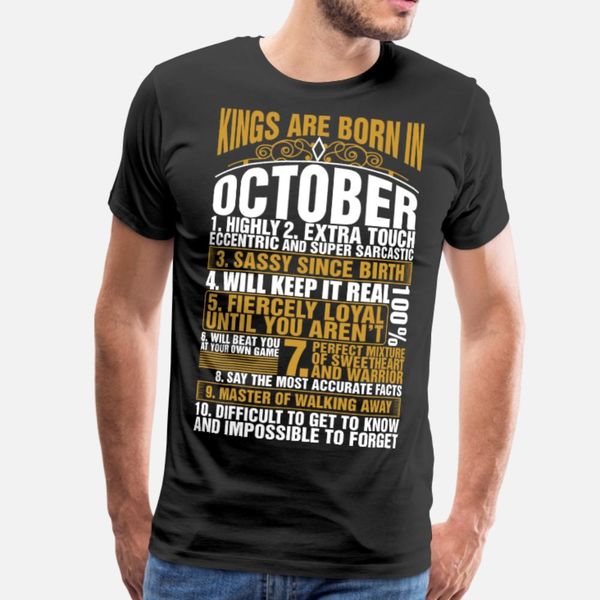 

kings are born in october t shirt men designing tee shirt o neck letters graphic basic spring letters shirt