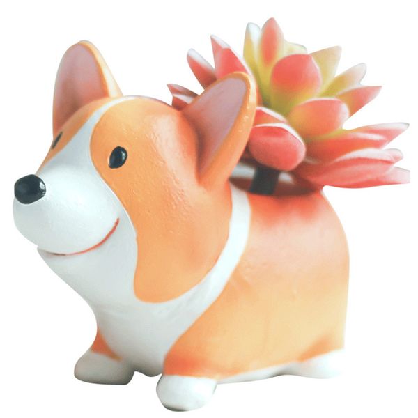

mini home garden corgi dog vase flower pots craft cartoon diy cute animal shaped