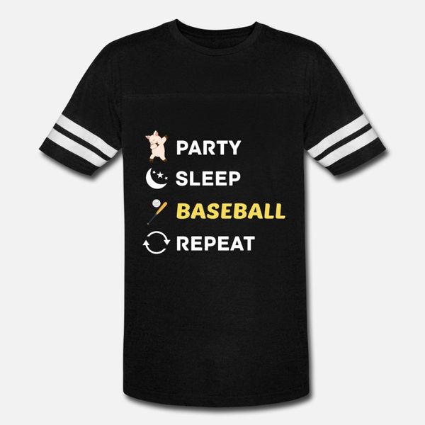 

party sleep baseball repeat funny saying t shirt men designing short sleeve plus size 3xl pattern loose new fashion summer natural shirt