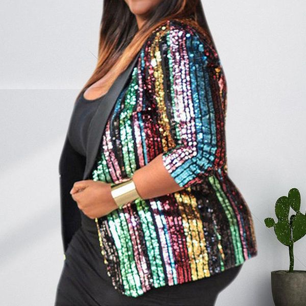 

women's jackets women coloured striped beaded sequins with lining xl-5xl oversized coats radiant and elegant. long sleeved cardigan jac, Black;brown