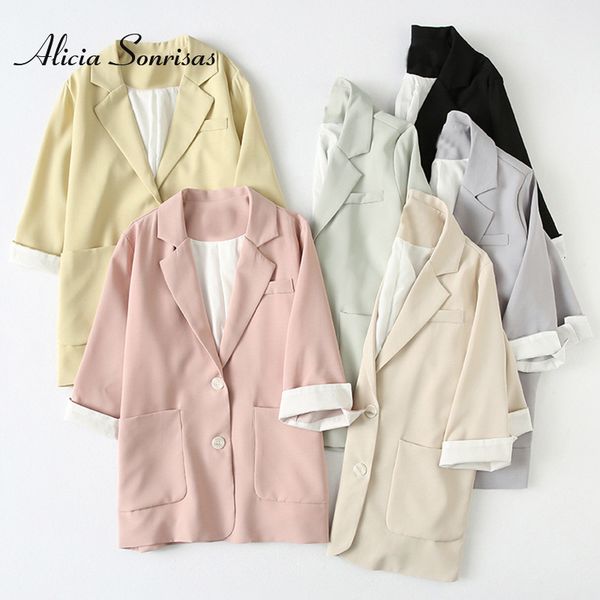 

2020 fashionable women's clothing summer spring new temperament two buckle straight pocket women plus size blazers 6colors, White;black