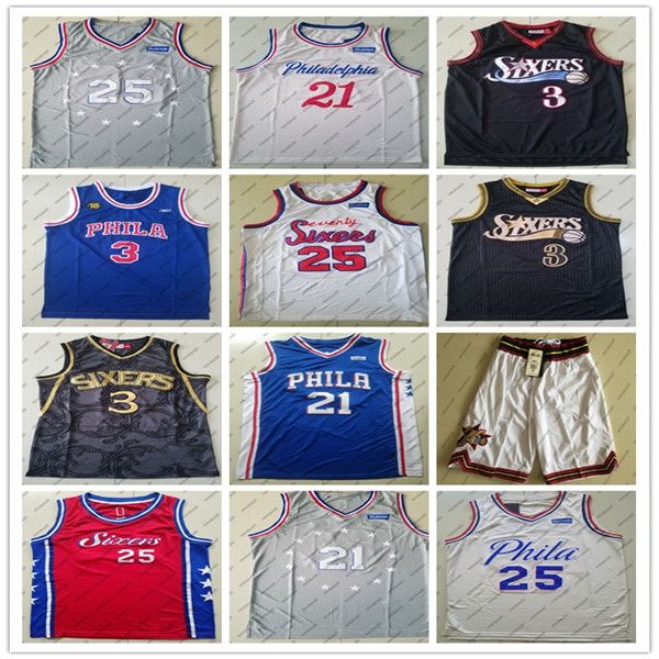 

2020 men 76ers филадельфия 21 embiid 25 симмонс 3 айверсон high school joel бен аллен джерси баскетбол колледж город джерси, Black