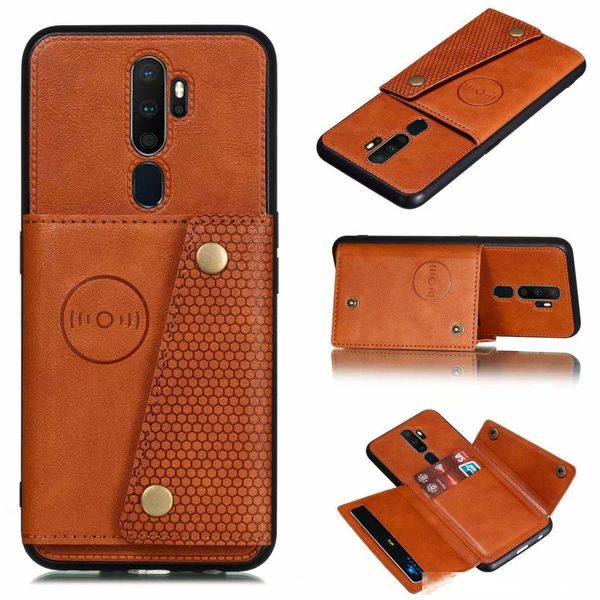 

pu leather armor phone case for oppo a9 2020 luxury business credit card holder flip cover for oppo a5 2020 cases