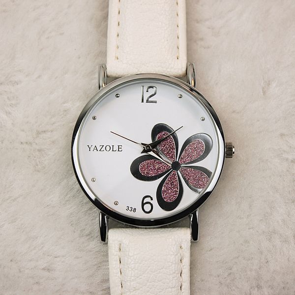 

mens watch watches women new leather strap flower female clock ladies quartz wrist watch watch, Slivery;brown