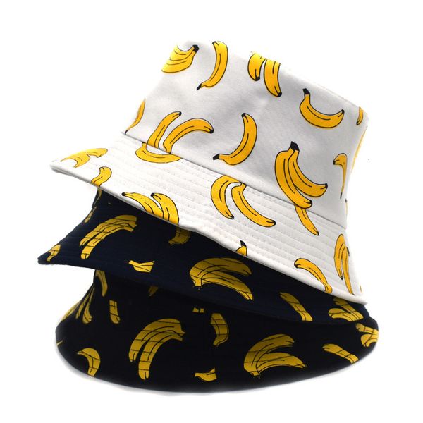 

banana bucket hat for women fresh fruits fisherman hats pineapple watermelon cotton bucket cap bob gorros beach travel caps 2020