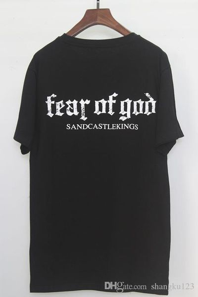 

2020 fear god t-shirt men's women's cotton justin bieber clothes fear god men and women wild round neck black t-shirt tide, White;black