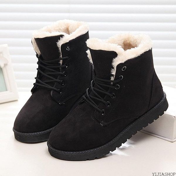 

new ladies boots fashion ladies snow boots shoes winter warm fur ankle winter shoes, Black