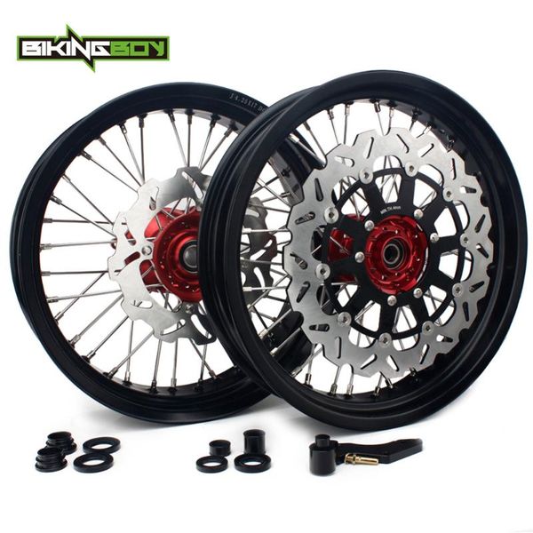 

bikingboy crf 250 r 14 15 16 17 18 crf 450 r 2013-2020 supermoto 3.5 4.5 / 5.0 17" wheel rim hub brake discs rotors bracket