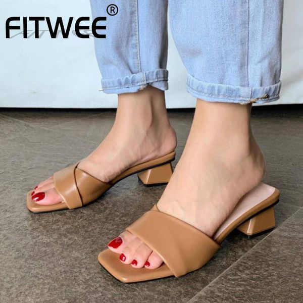 

fitwee plus size 30-43 women sandals fashion summer shoes woman casual slippers thick heel office lady daily home footwear, Black
