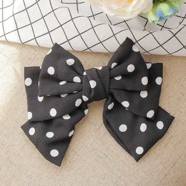 

французские аксессуары для волос ткани dot лук cn деревообрабатывающего clips ткань заколка большие женщины печати tdycr topscissors, Black;brown