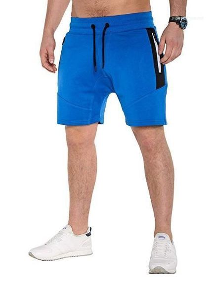

solid color zipper designer pockets elastic waist half shorts mens sports summer shorts, White;black