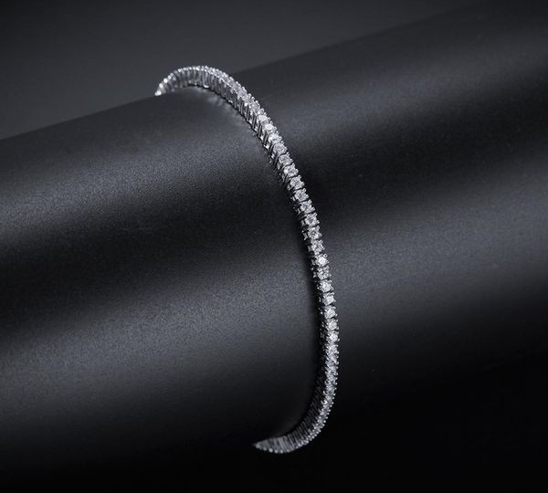 

Hip Hop 2mm Zircon Tennis Chain Bracelet Fine Lined Zircon Braceleth