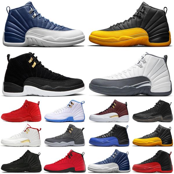 

hot University Gold 12 12s men basketball shoes Indigo Game Royal reverse Flu Game taxi mens trainers sports sneakers size 7-13
