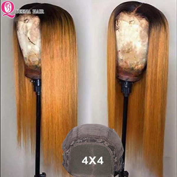 

lace wigs ombre closure wig 30 inch frontal blonde malaysian preplucked and bleached knots 4x4 straight human hair, Black;brown